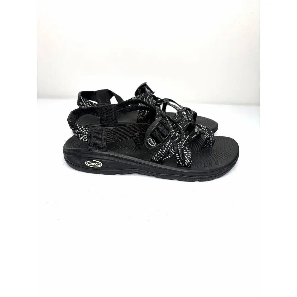 Chaco Women's Z/Volv X2 Sandals Sz 8 Black White Dash Hiking Outdoors Comfort